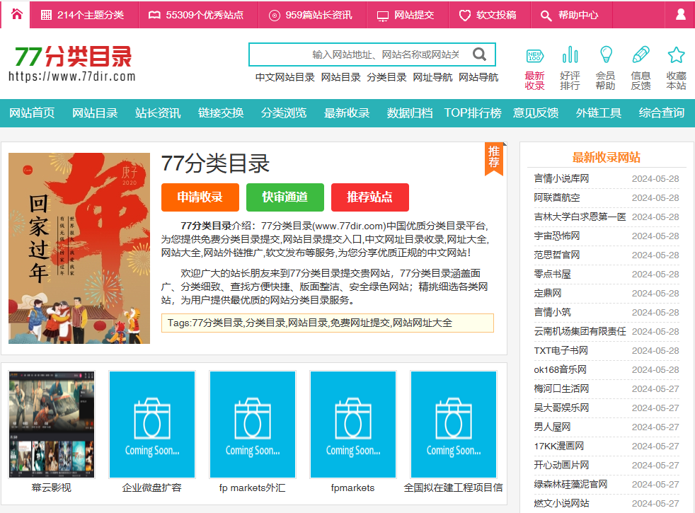 77分类目录网站截图预览